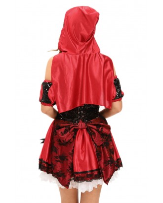 4pcs Miss Red Riding Hood Costume