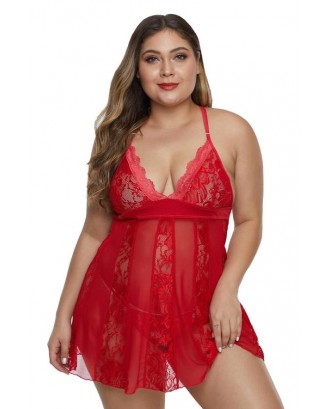 Red Kiss The Night Plus Size Lingerie