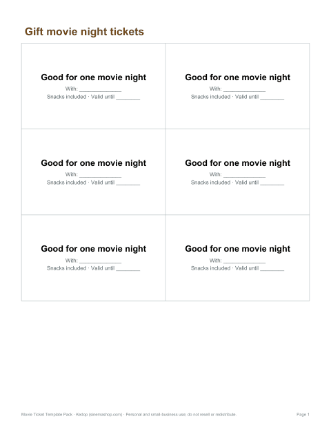 Preview of the first page of Gift tickets (PDF)